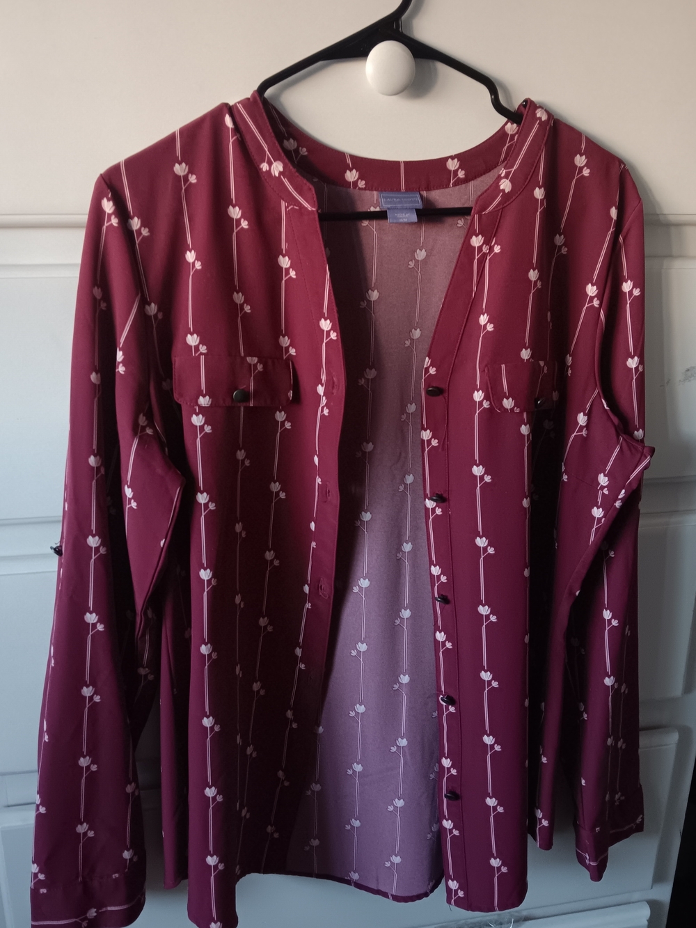 Laura Scott Burgundy Floral Blouse